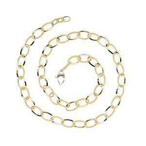 Cable Rolo Link Chain Necklace 14K Yellow Gold Italy